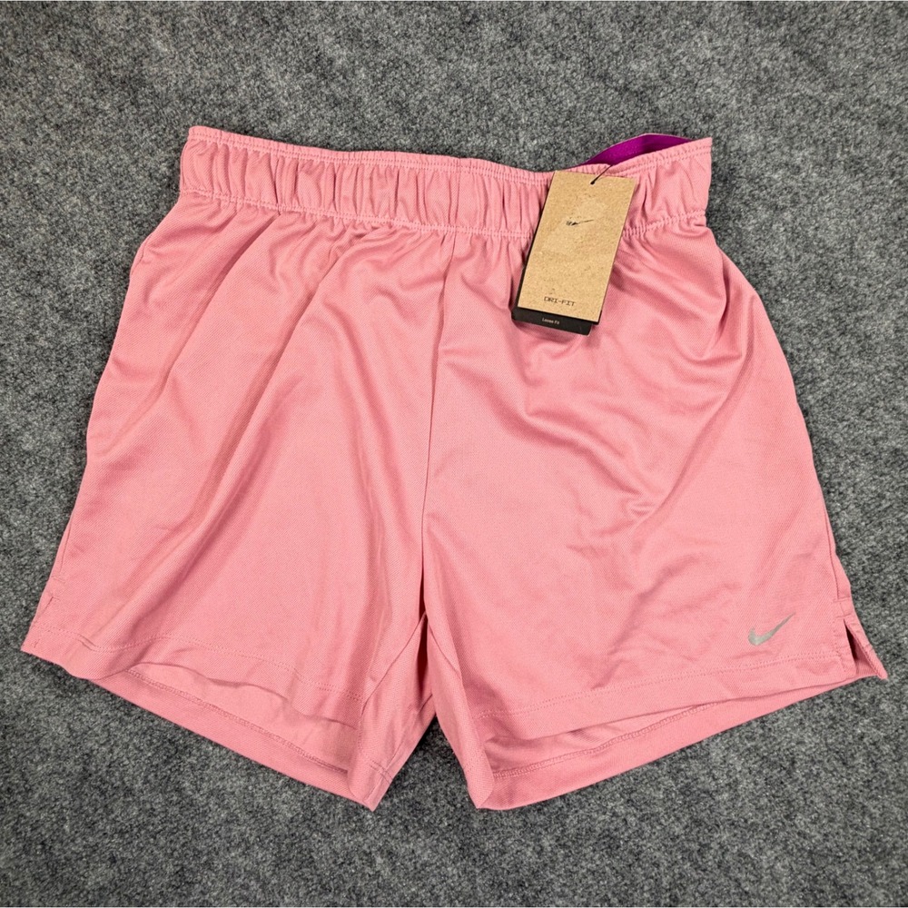 New Nike Dri-FIT Loose Fit Training Shorts Womens Med Pink Purple DA0321-695 804